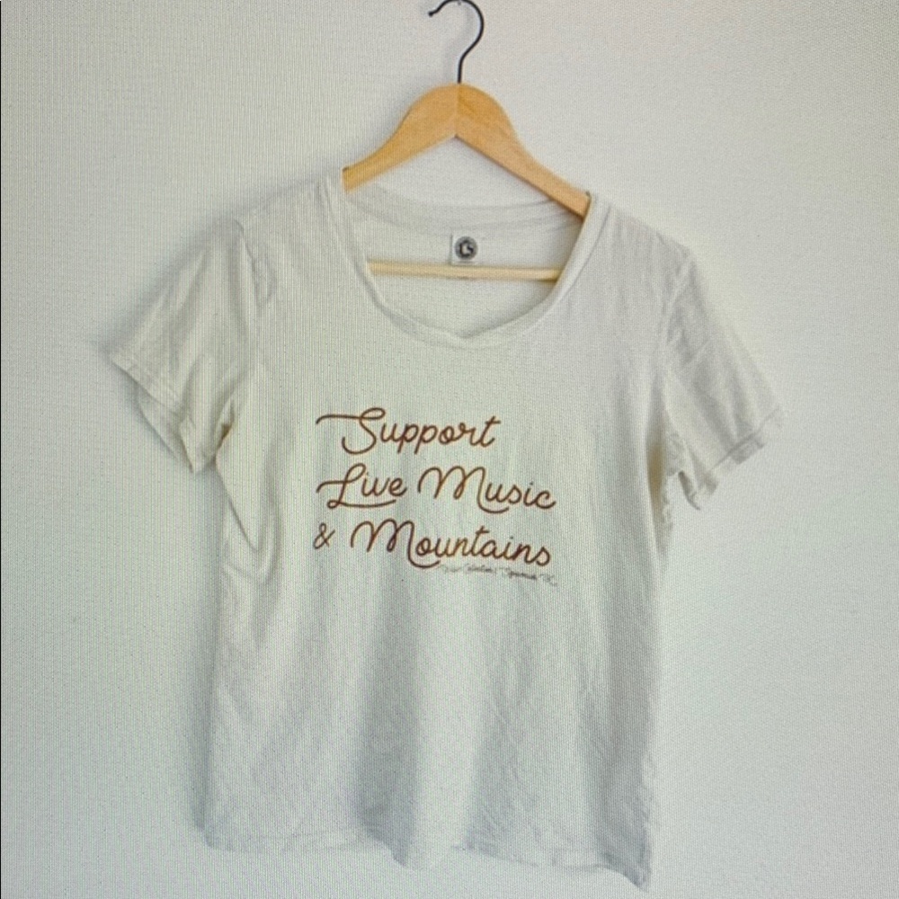 White Graphic Tee with Brown Text